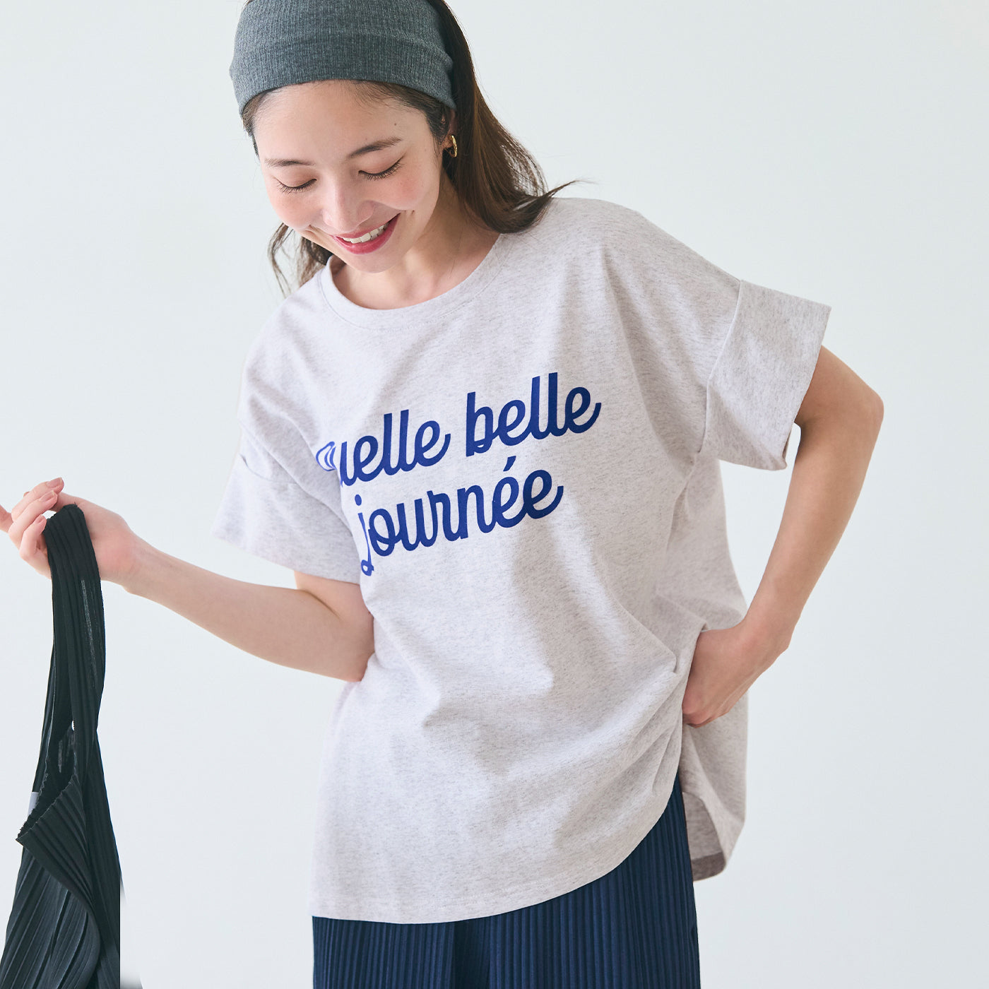 コカ coca ロゴロールアップスリーブスウェットトップス （Gray） Gray