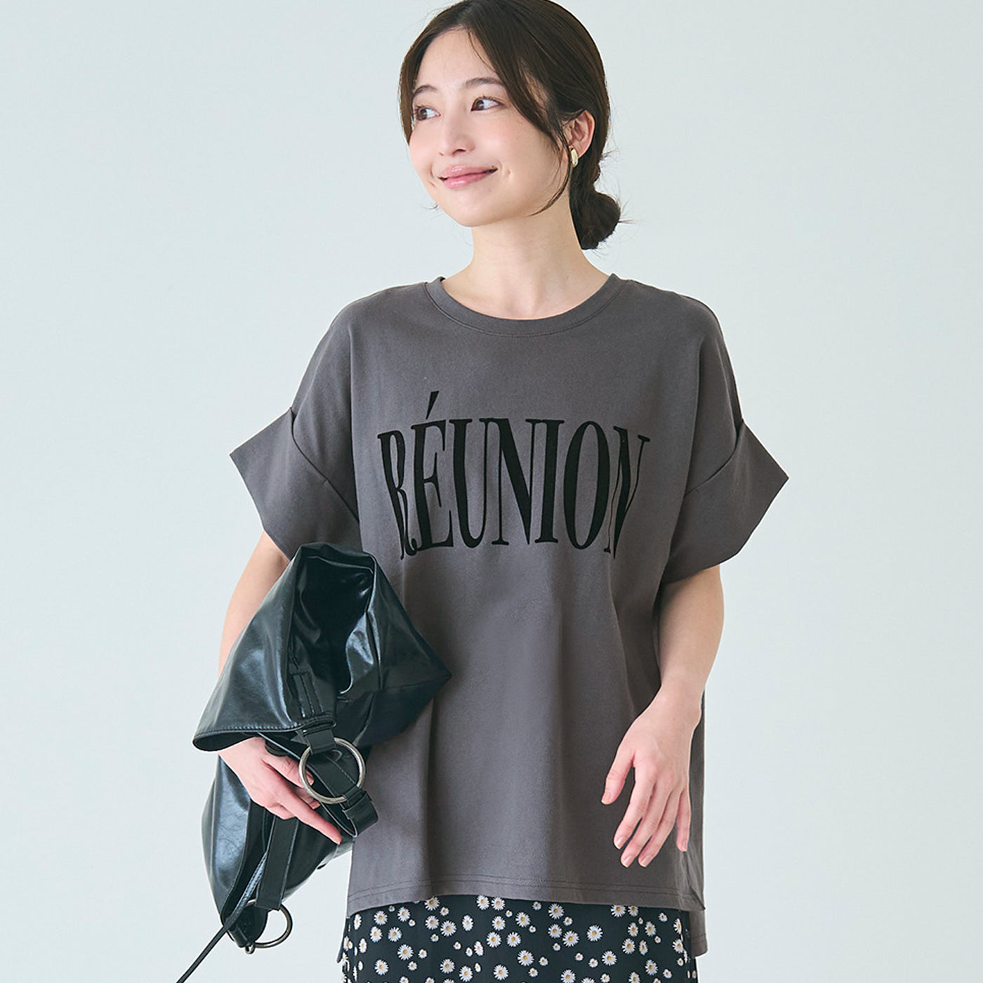 コカ coca ロゴロールアップスリーブスウェットトップス （Charcoal） Charcoal
