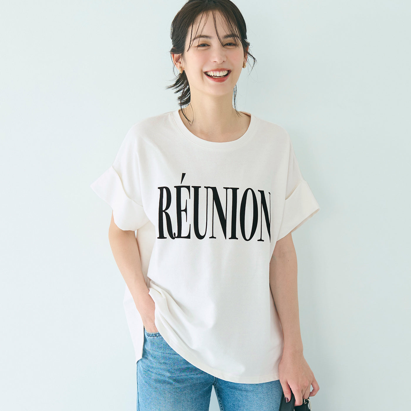 コカ coca ロゴロールアップスリーブスウェットトップス （White） White
