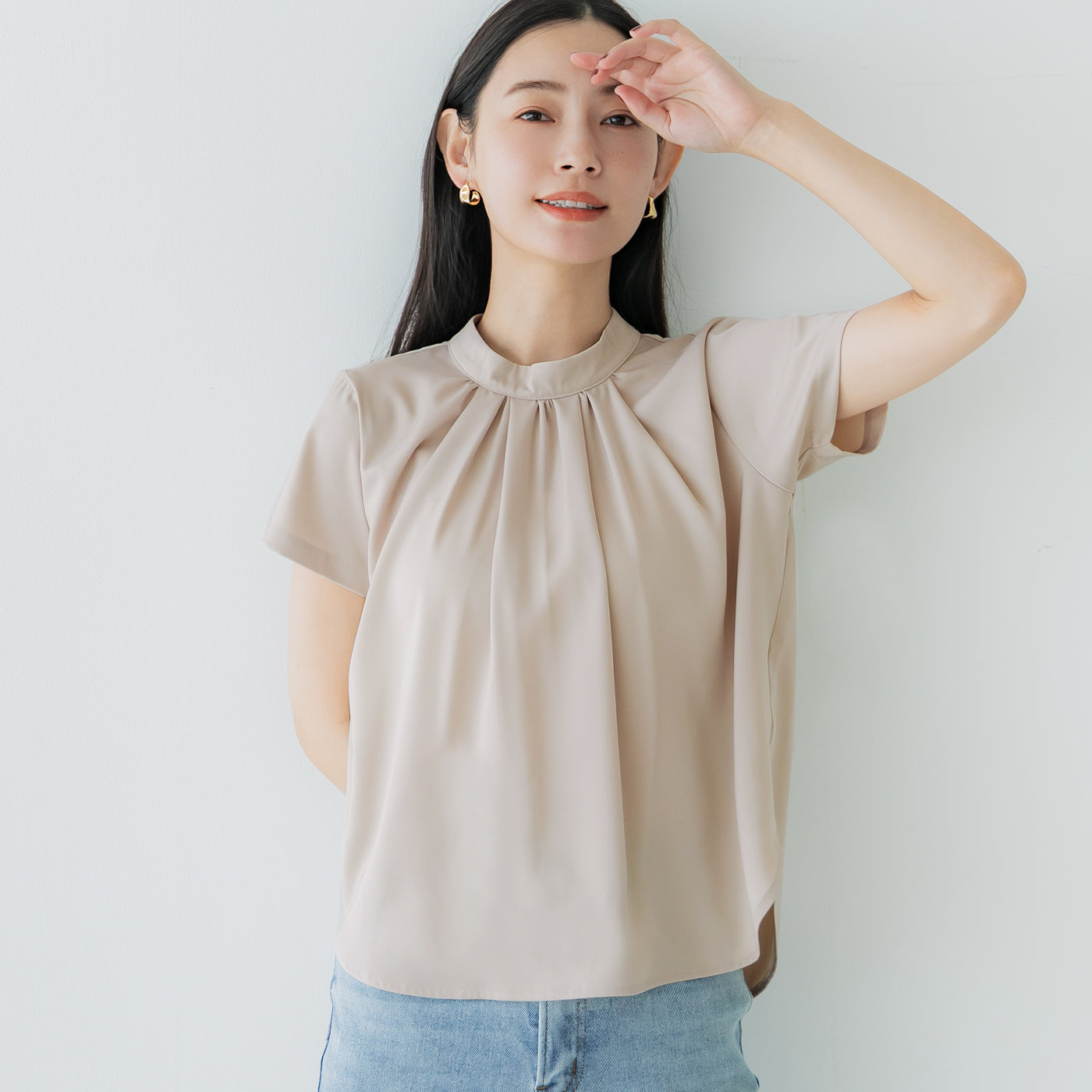 コカ coca フロントタックブラウス （Lt.beige） Lt.beige