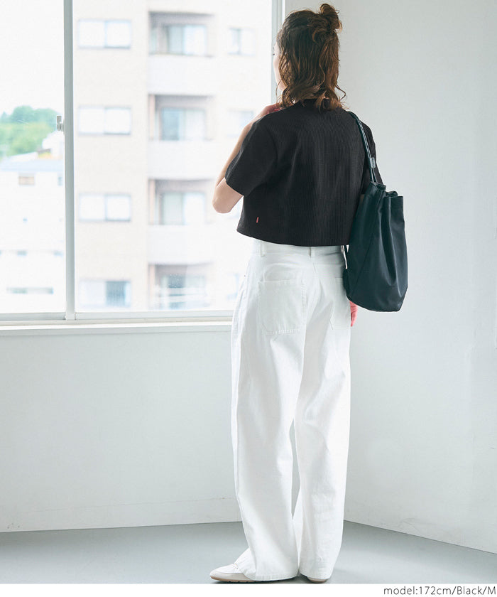 コカ coca ワッフルクロップドTシャツ （Black） Black
