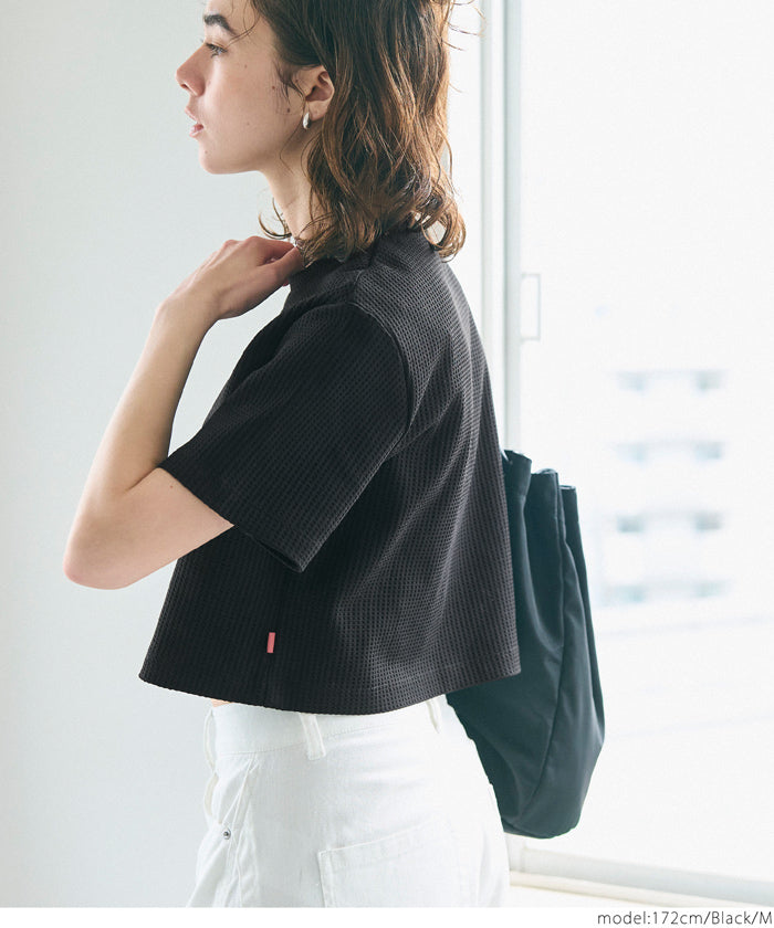 コカ coca ワッフルクロップドTシャツ （Black） Black
