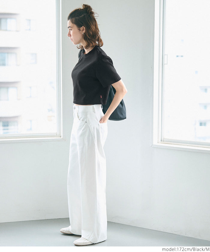 コカ coca ワッフルクロップドTシャツ （Black） Black