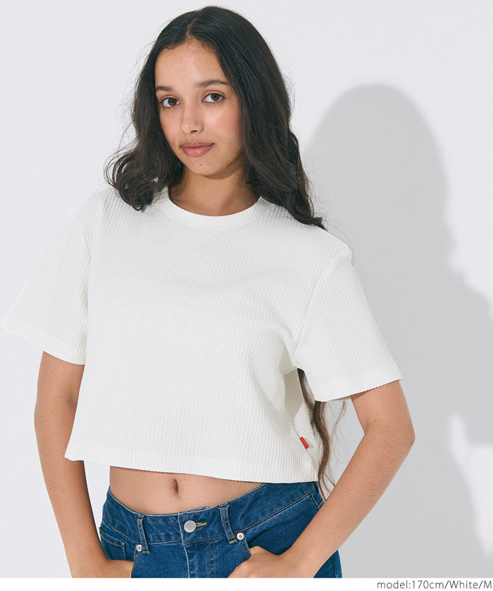 コカ coca ワッフルクロップドTシャツ （Black） Black