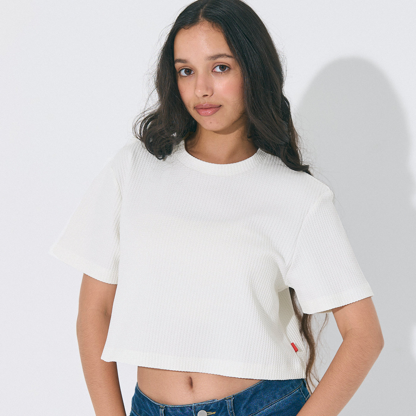 コカ coca ワッフルクロップドTシャツ （White） White