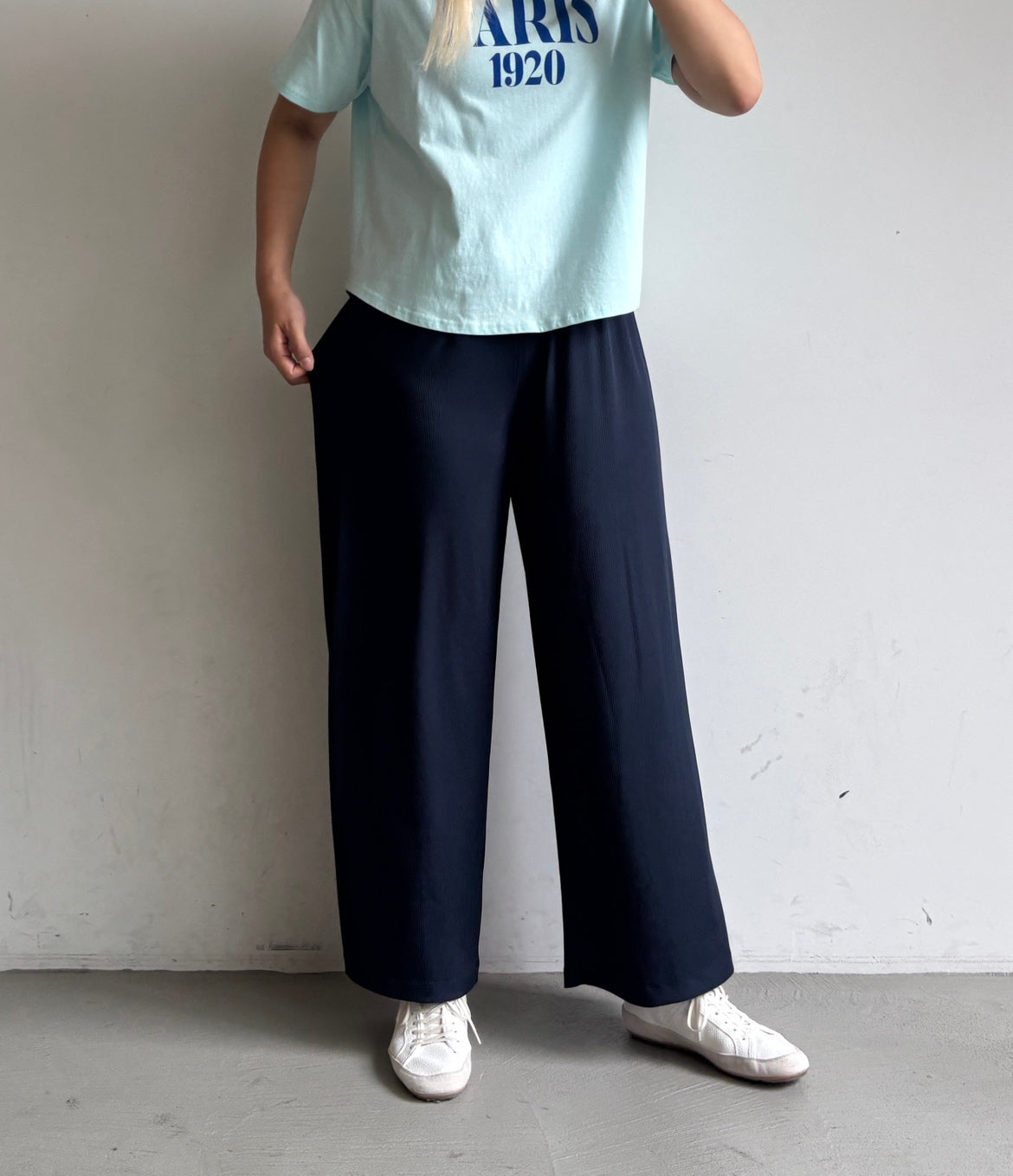 コカ coca とろみリブリラックスパンツ （Navy） Navy