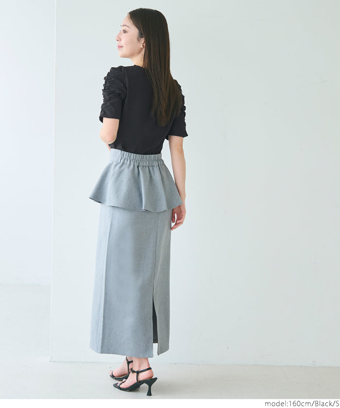 コカ coca シルキータッチ袖ギャザートップス （Black） Black