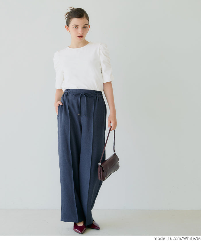 コカ coca シルキータッチ袖ギャザートップス （Black） Black