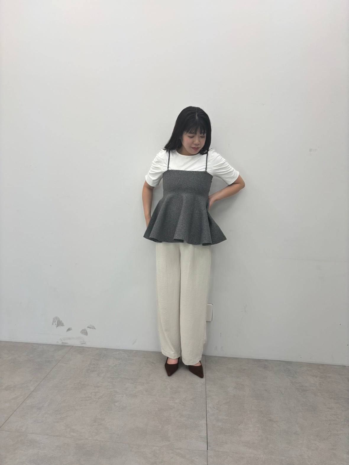コカ coca シルキータッチ袖ギャザートップス （Black） Black