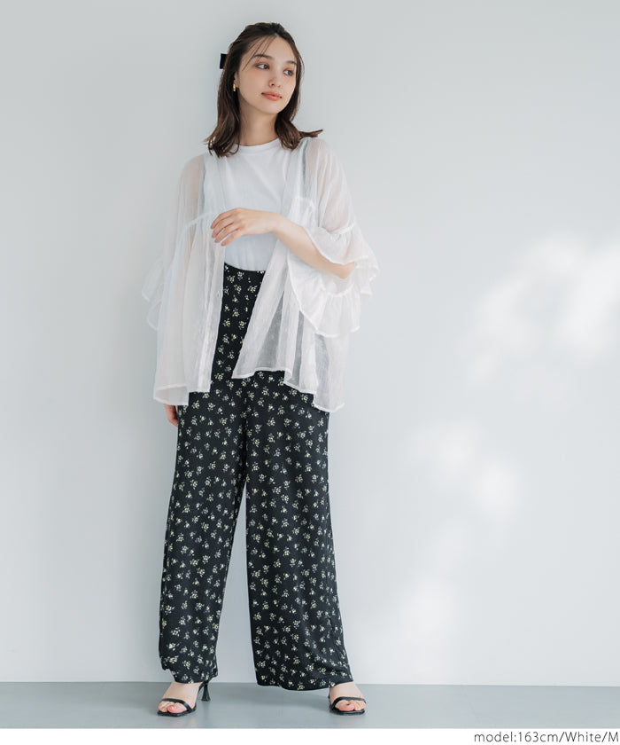 コカ coca 袖フリルシアーブラウス （Black） Black