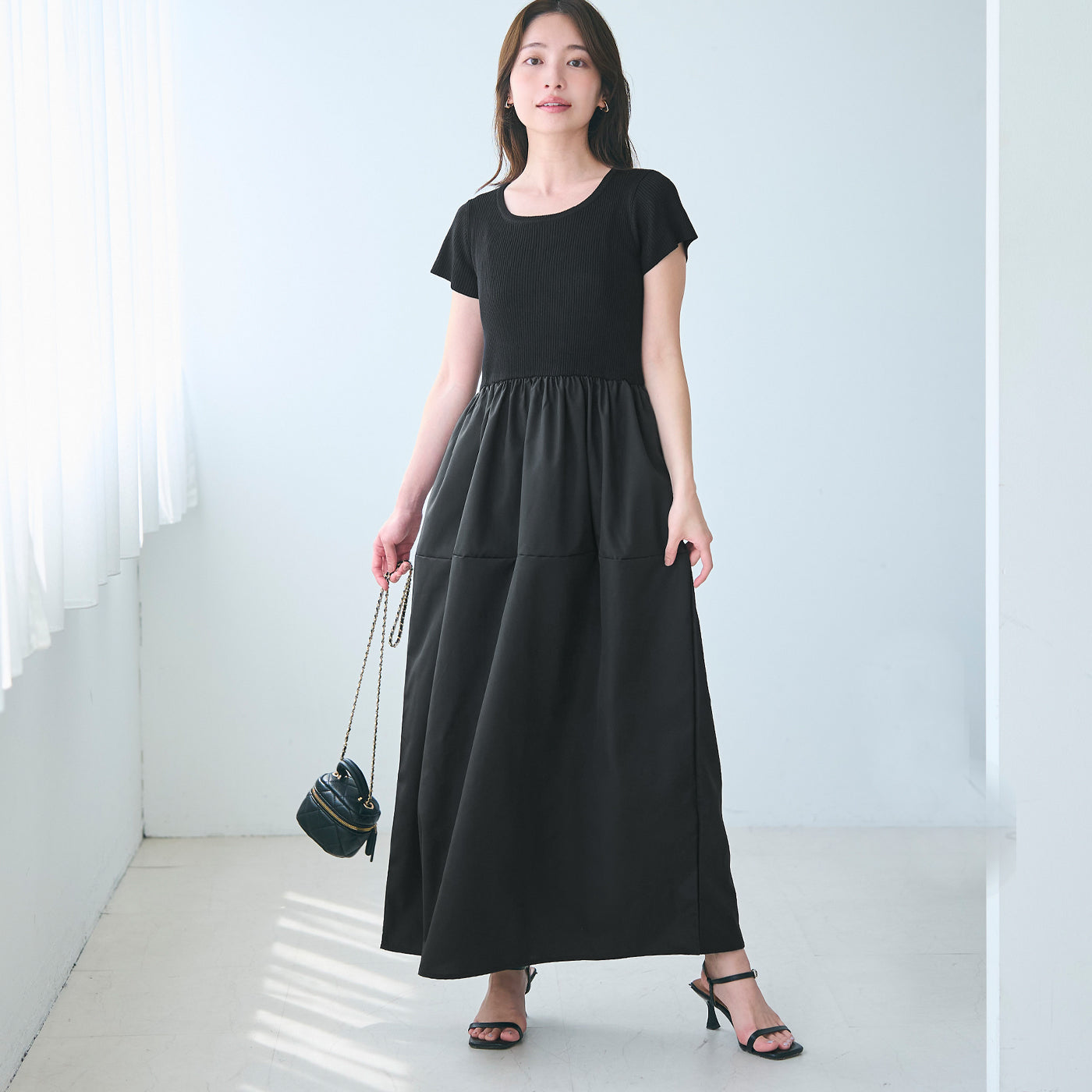 コカ coca ニットドッキング ワンピース （Black） Black