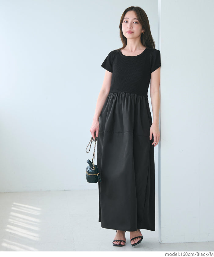 コカ coca ニットドッキング ワンピース （Black） Black