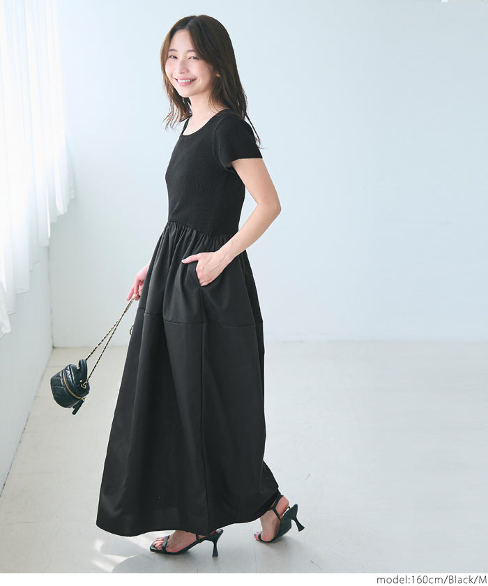 コカ coca ニットドッキング ワンピース （Black） Black