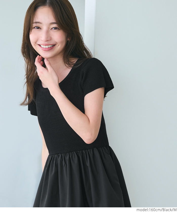 コカ coca ニットドッキング ワンピース （Black） Black