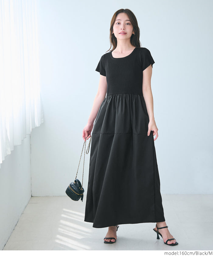 コカ coca ニットドッキング ワンピース （Black） Black