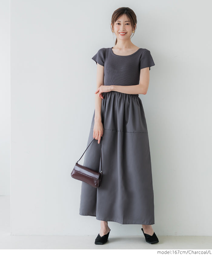 コカ coca ニットドッキング ワンピース （Black） Black