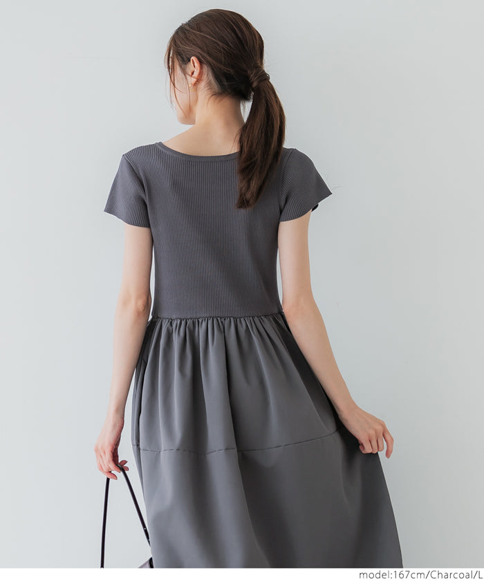 コカ coca ニットドッキング ワンピース （Black） Black