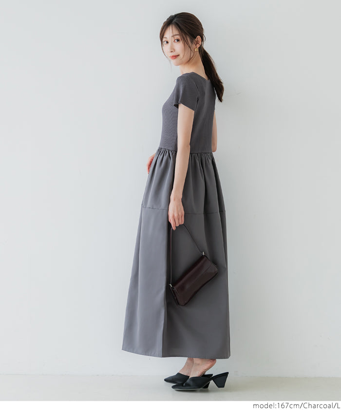 コカ coca ニットドッキング ワンピース （Black） Black