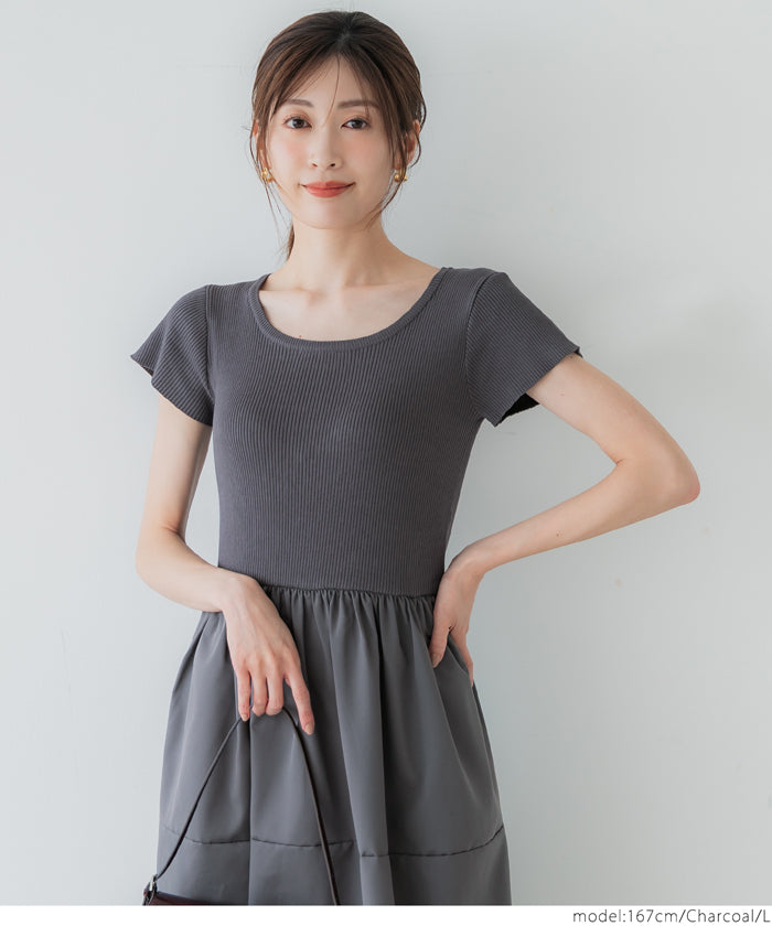 コカ coca ニットドッキング ワンピース （Black） Black