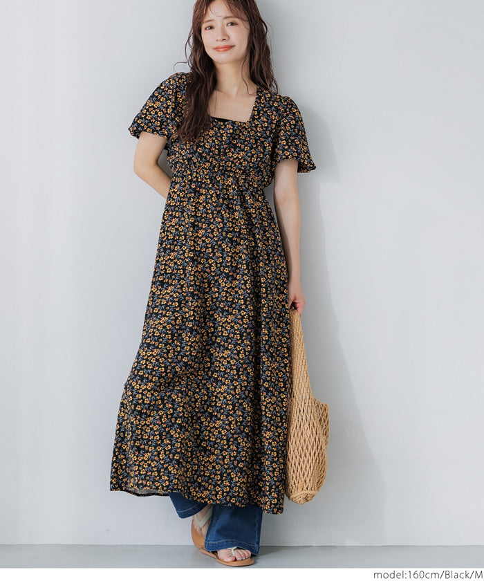 コカ coca ビンテージレーヨンフラワードレス （Black） Black