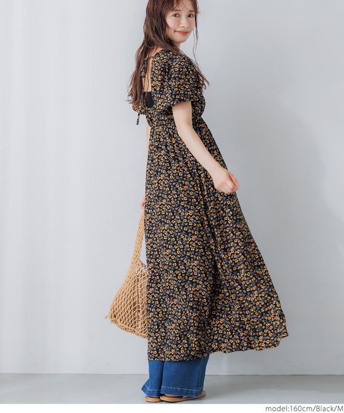 コカ coca ビンテージレーヨンフラワードレス （Black） Black
