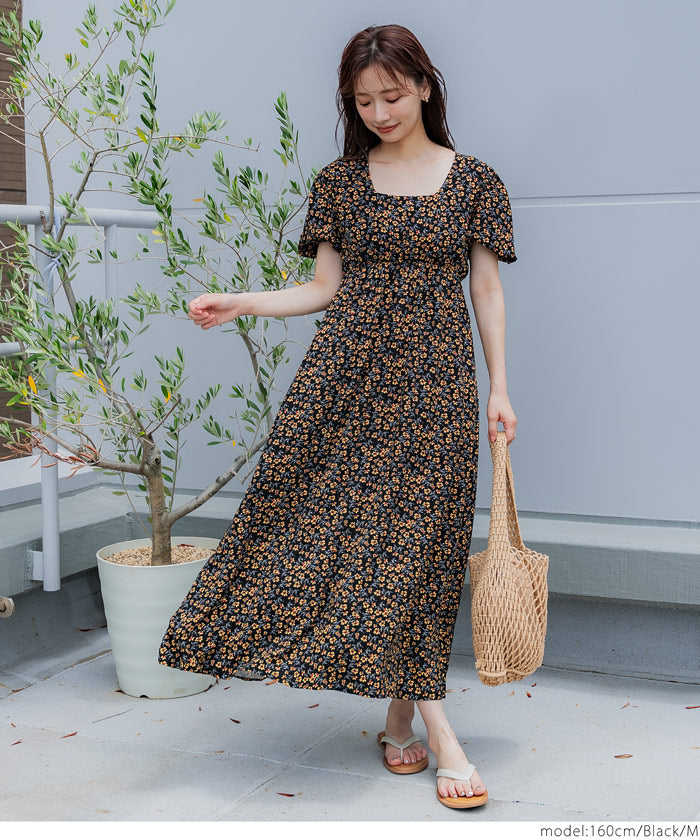 コカ coca ビンテージレーヨンフラワードレス （Black） Black