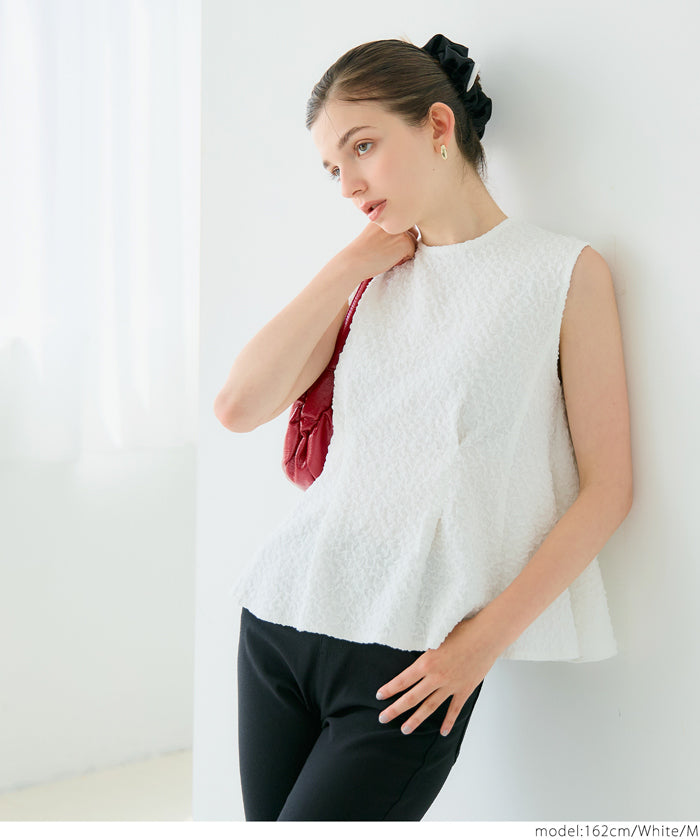 コカ coca 表面感 タックブラウス （White） White