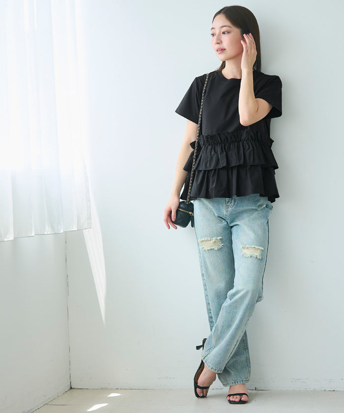 コカ coca シルキータッチドッキングTシャツ （Black） Black