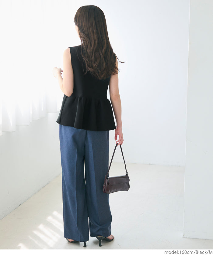 コカ coca シルバーボタンペプラムニットベスト （Black） Black