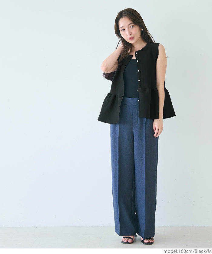コカ coca シルバーボタンペプラムニットベスト （Black） Black