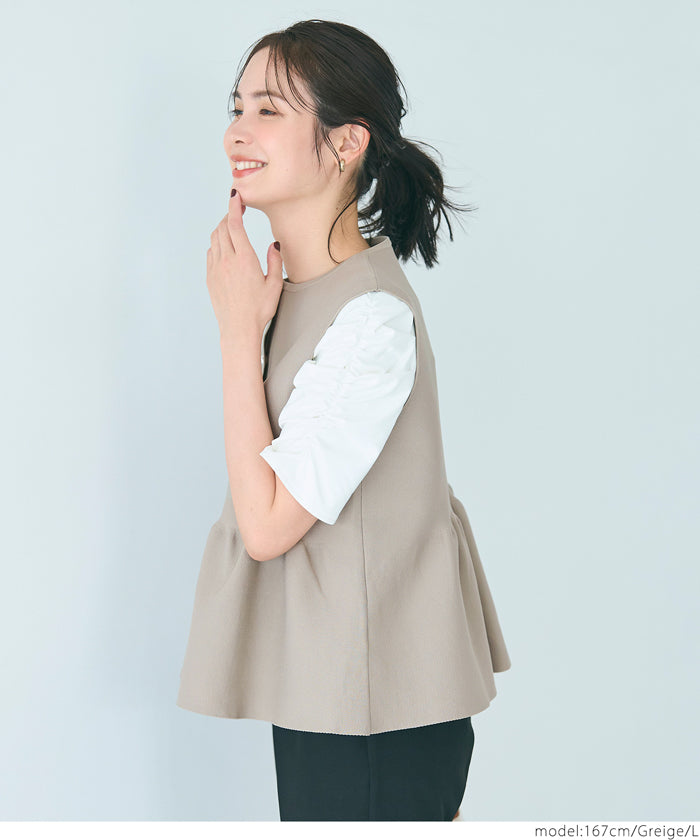 コカ coca シルバーボタンペプラムニットベスト （Black） Black