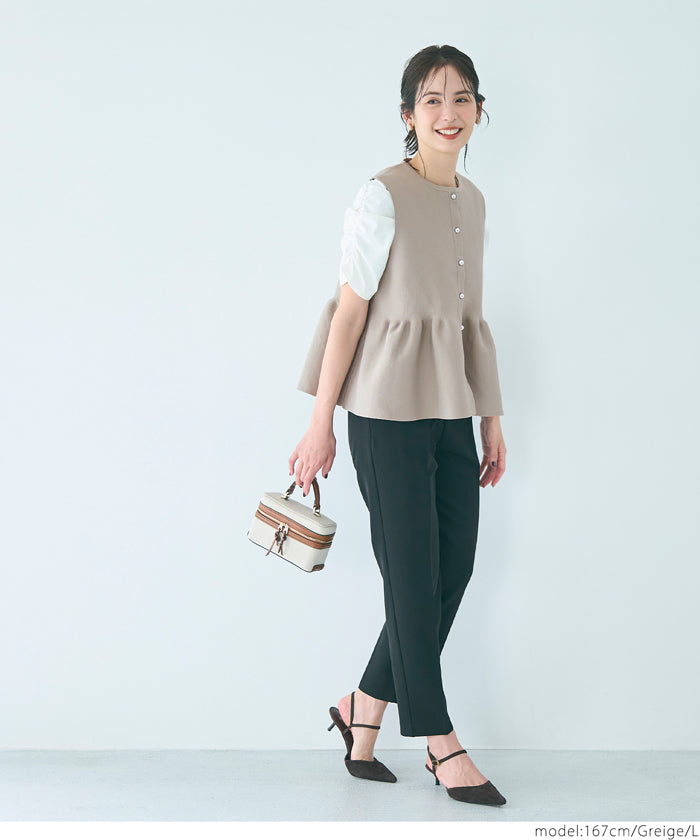 コカ coca シルバーボタンペプラムニットベスト （Black） Black