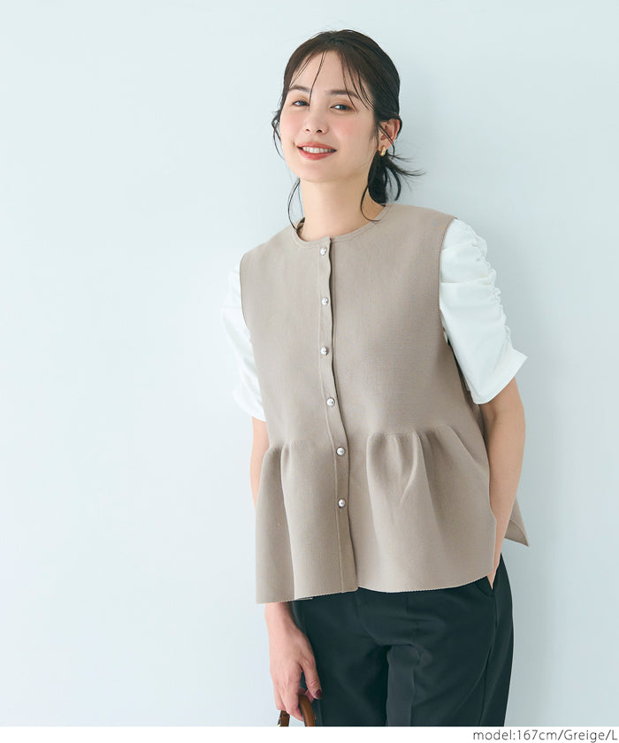 コカ coca シルバーボタンペプラムニットベスト （Black） Black