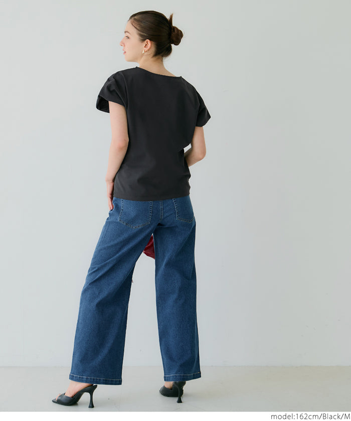 コカ coca シルキータッチバルーンスリーブトップス （Black） Black