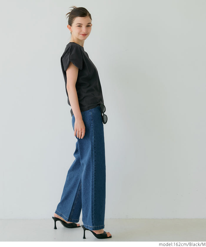 コカ coca シルキータッチバルーンスリーブトップス （Black） Black