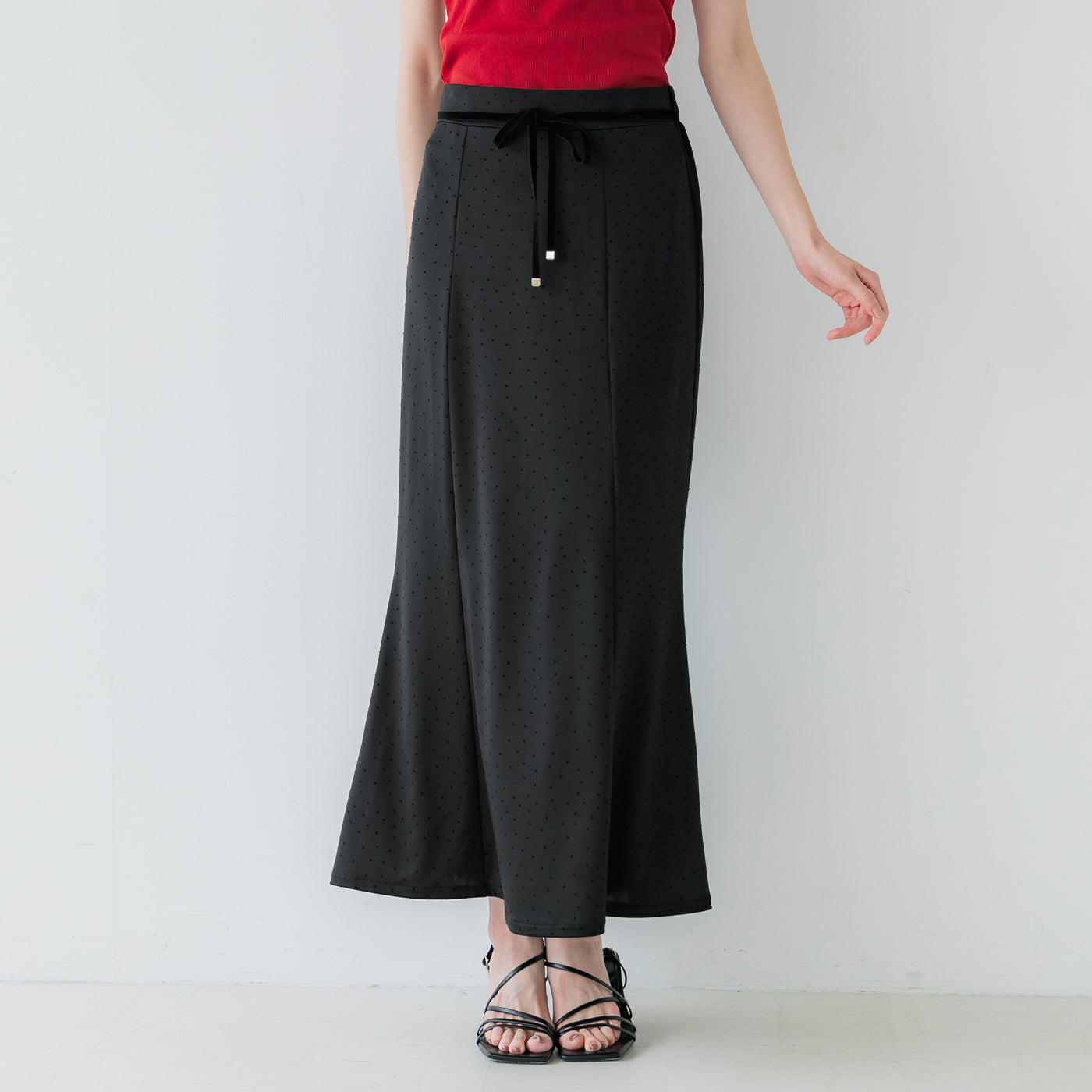 コカ coca フロッキードットマーメイドスカート （Black） Black