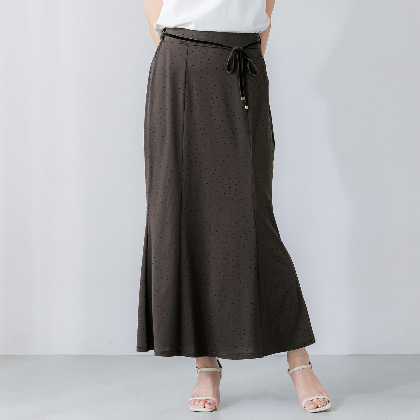 コカ coca フロッキードットマーメイドスカート （Brown） Brown