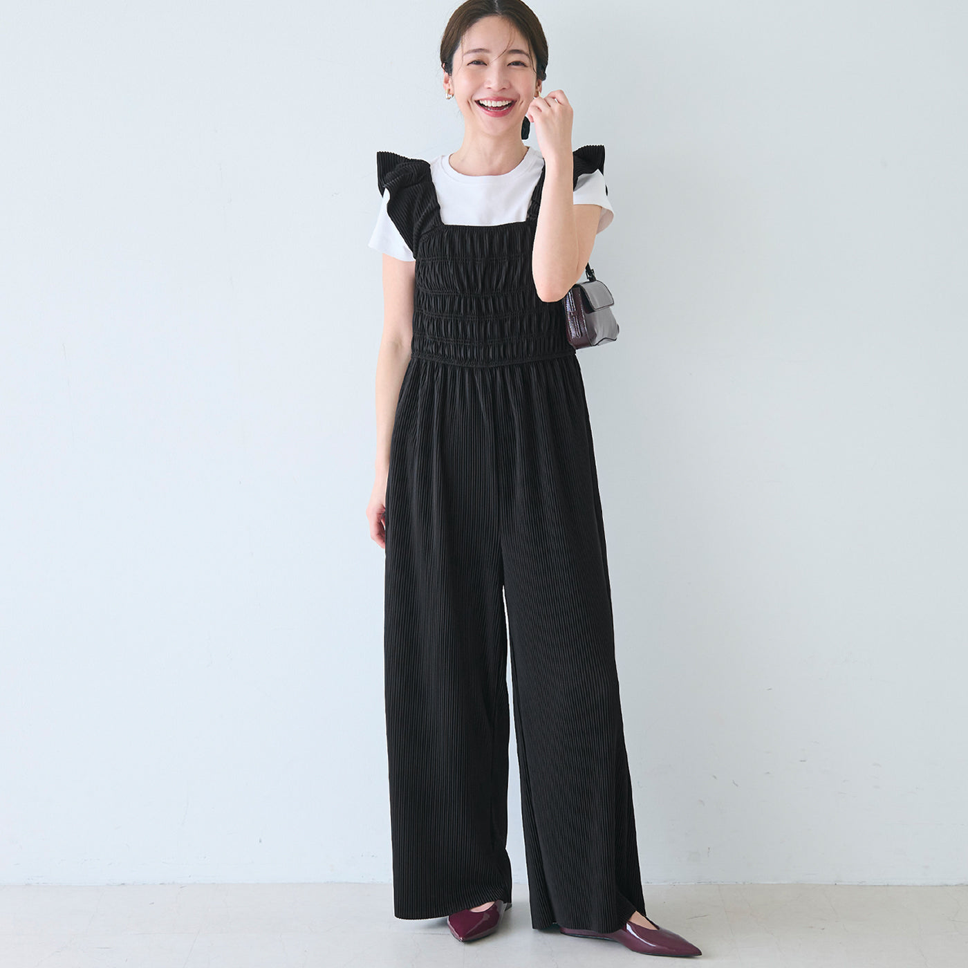 コカ coca プリーツオールインワン （Black） Black