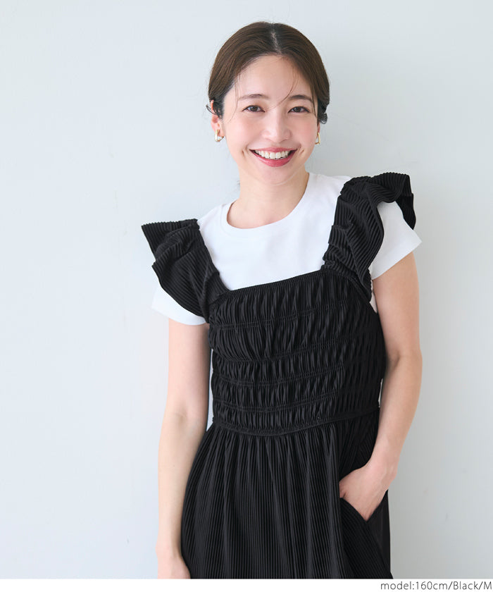 コカ coca プリーツオールインワン （Black） Black