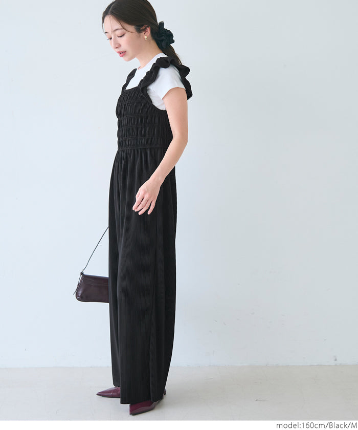 コカ coca プリーツオールインワン （Black） Black