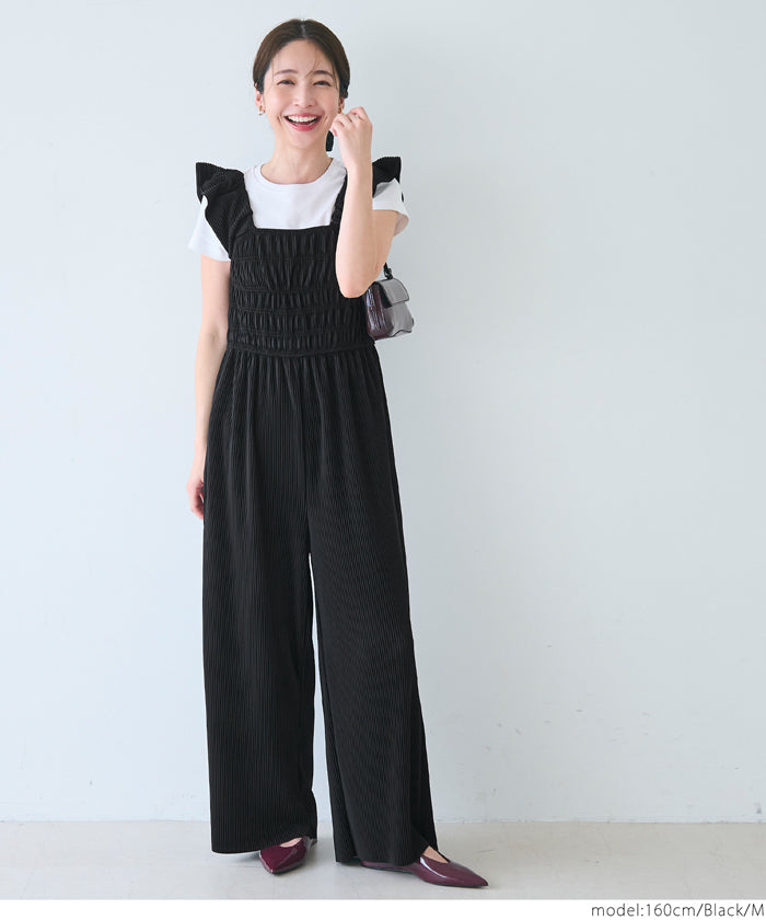 コカ coca プリーツオールインワン （Black） Black