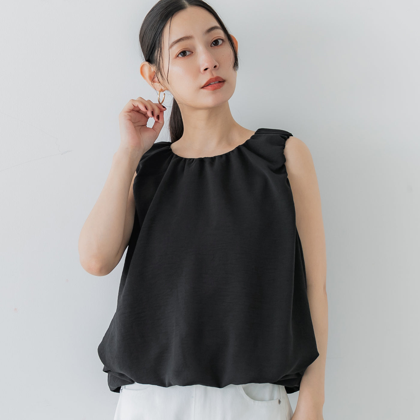 コカ coca バルーンノースリーブブラウス （Black） Black