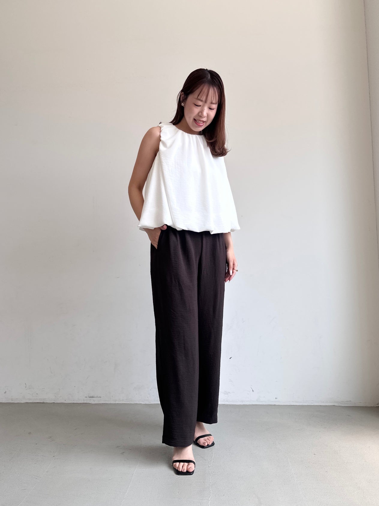 コカ coca バルーンノースリーブブラウス （Black） Black
