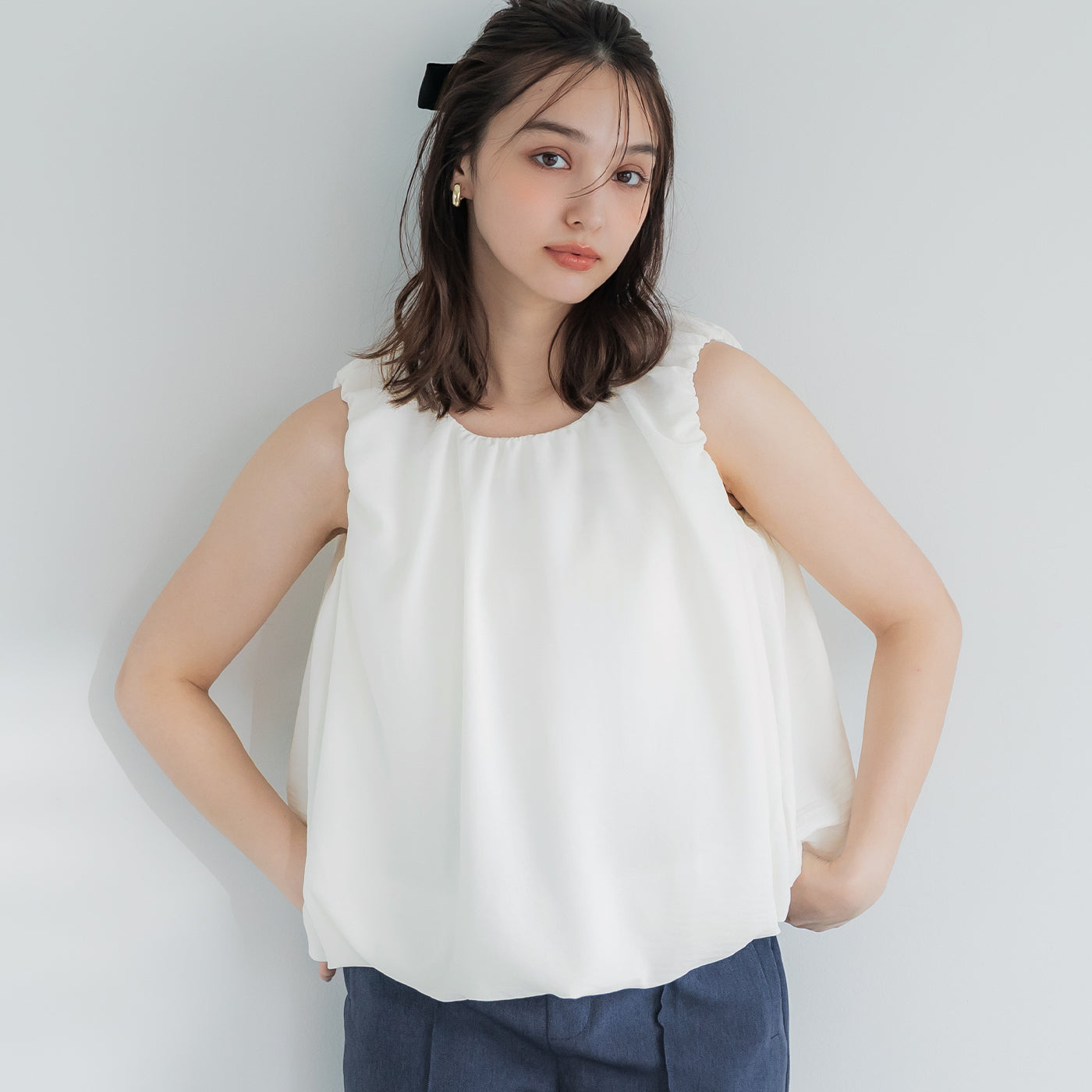 コカ coca バルーンノースリーブブラウス （White） White