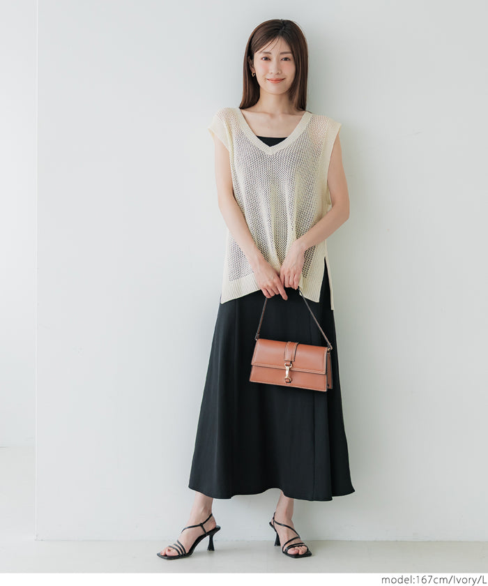コカ coca メッシュVネックニットトップス （Ivory） Ivory