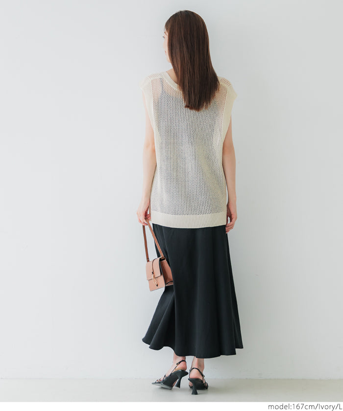 コカ coca メッシュVネックニットトップス （Ivory） Ivory