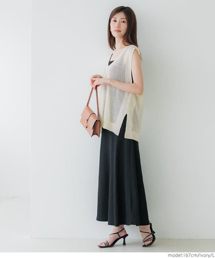 コカ coca メッシュVネックニットトップス （Ivory） Ivory