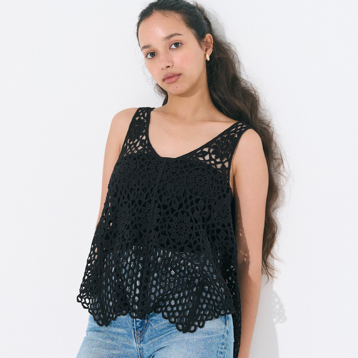 コカ coca クロシェタンクトップベスト （Black） Black