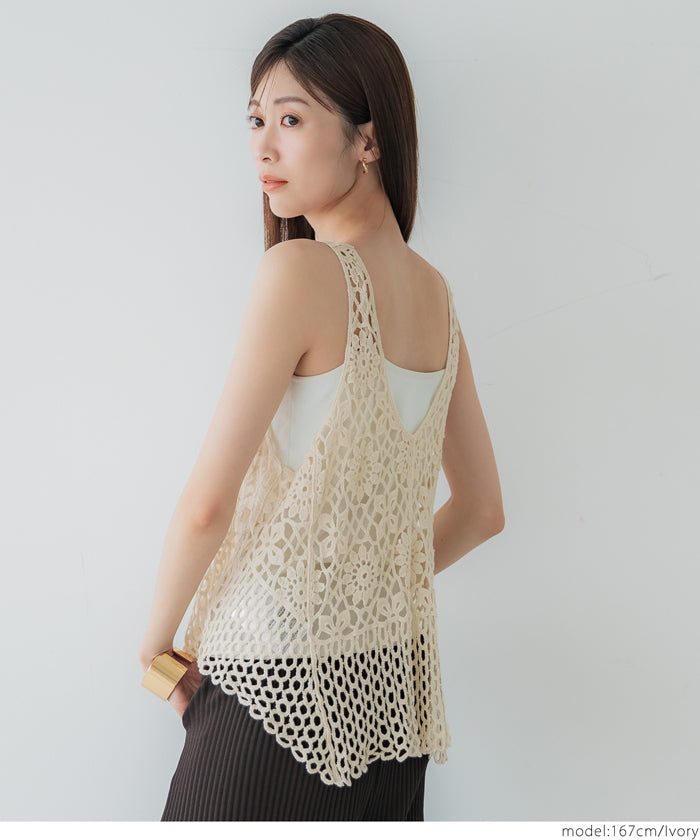 コカ coca クロシェタンクトップベスト （Black） Black