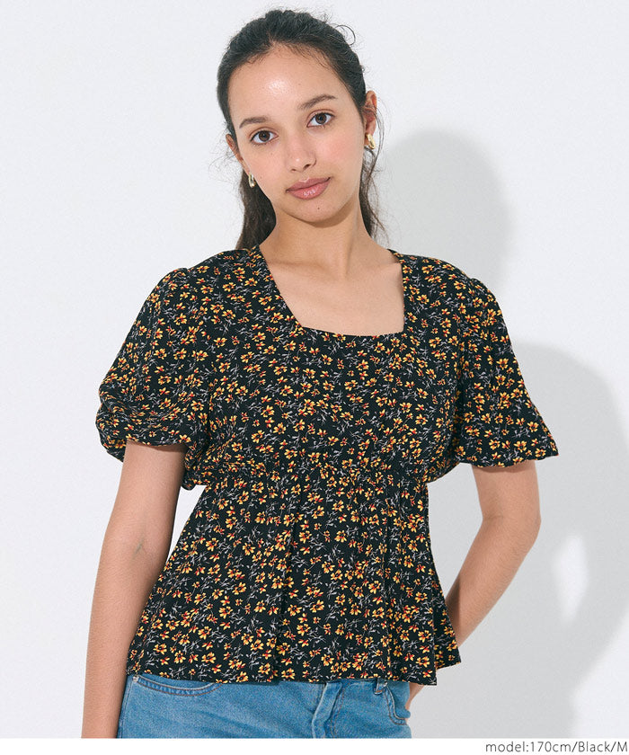コカ coca ビンテージレーヨンフラワーブラウス （Black） Black